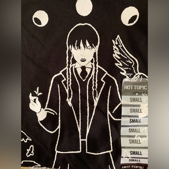 Hot Topic - Wednesday Adams Black Short Sleeve T-shirt W/ White Graphic - Small - Picture 6 of 10
